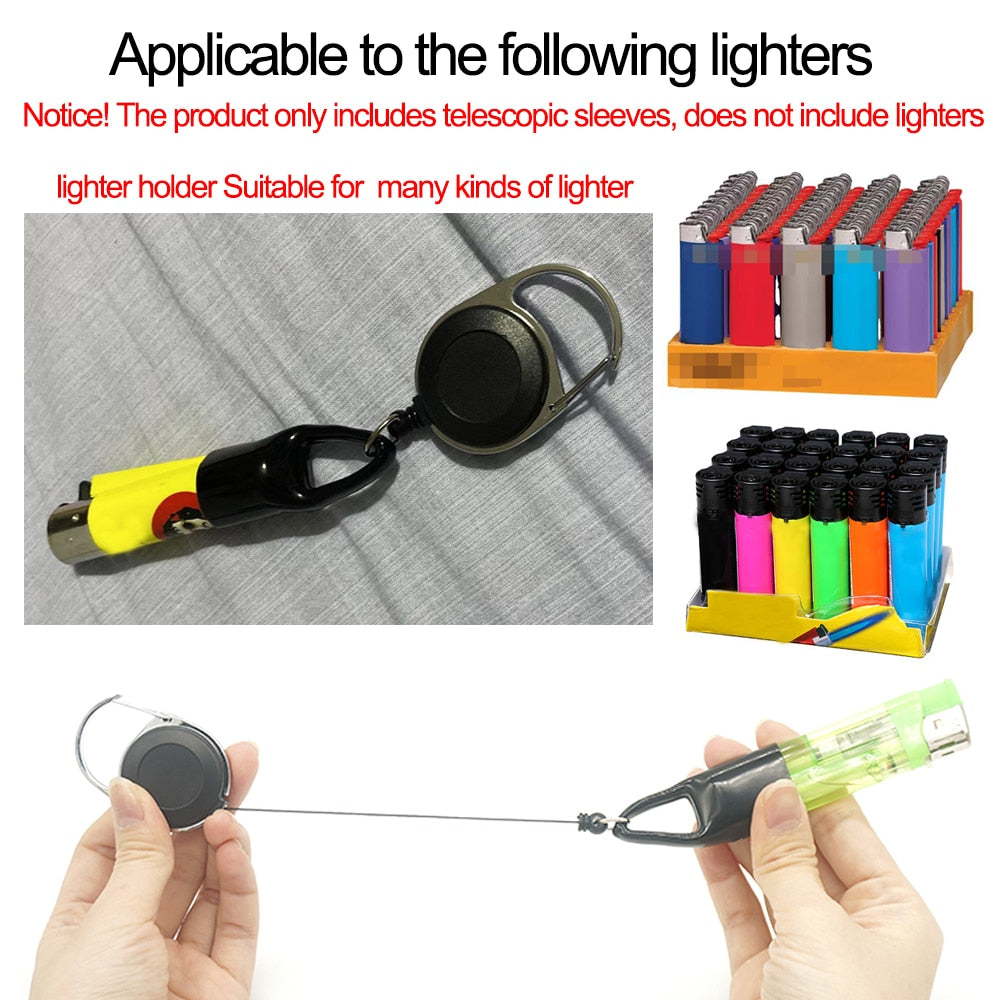 Clip on retractable lighter holder